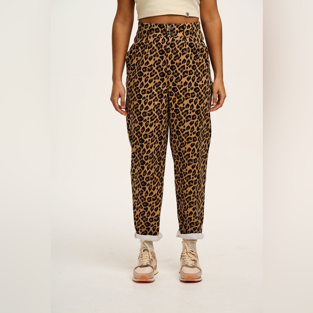 Lucy & Yak Leopard Print High-Waist Tapered Pants - Brown & Black